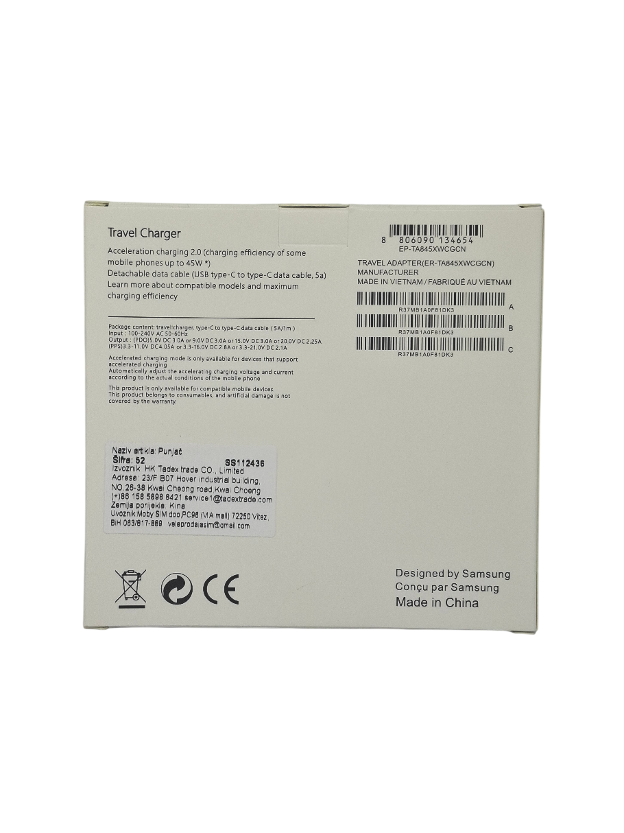 Adapter za napajanje 45W sa USB Type-C na Type-C kablom