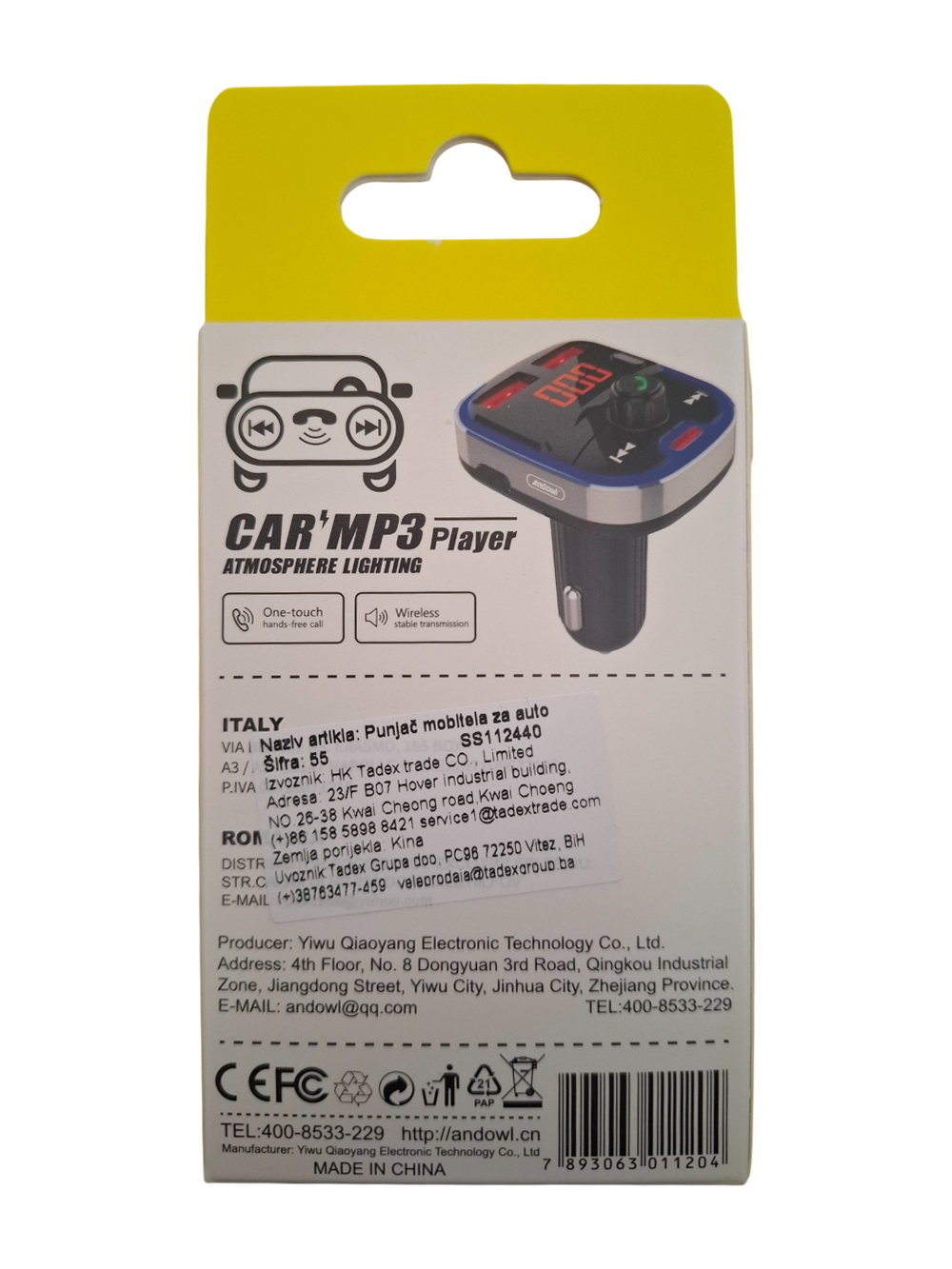 Auto MP3 plejer i auto punjač Q-C82