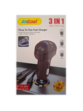 Auto punjač C70 sa kablom za brzo punjenje (USB + Type-C + iOS)