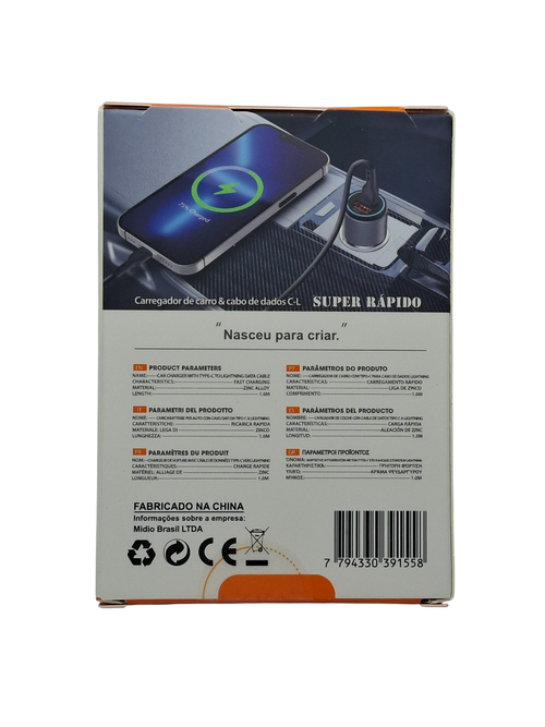 Auto punjač EZ-E01 sa kablom USB-C na Lightning