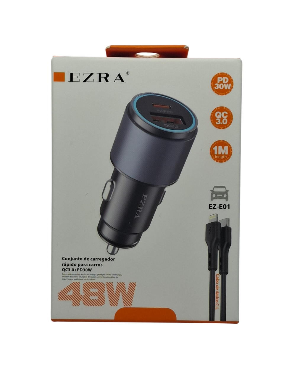 Auto punjač EZ-E01 sa kablom USB-C na Lightning