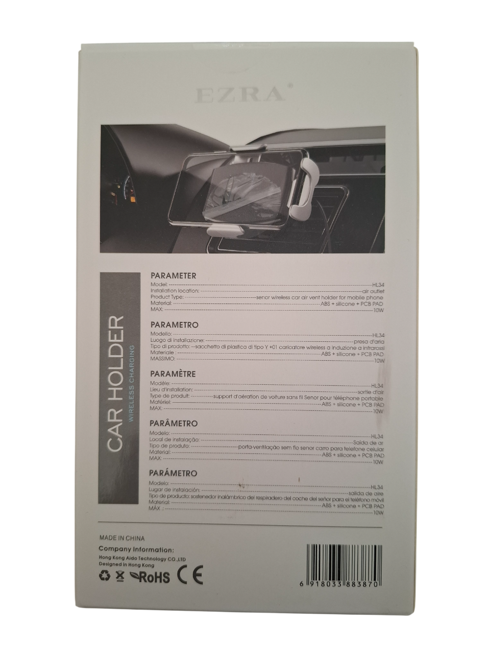 Auto držač za telefon sa bežičnim punjenjem HL34 10W