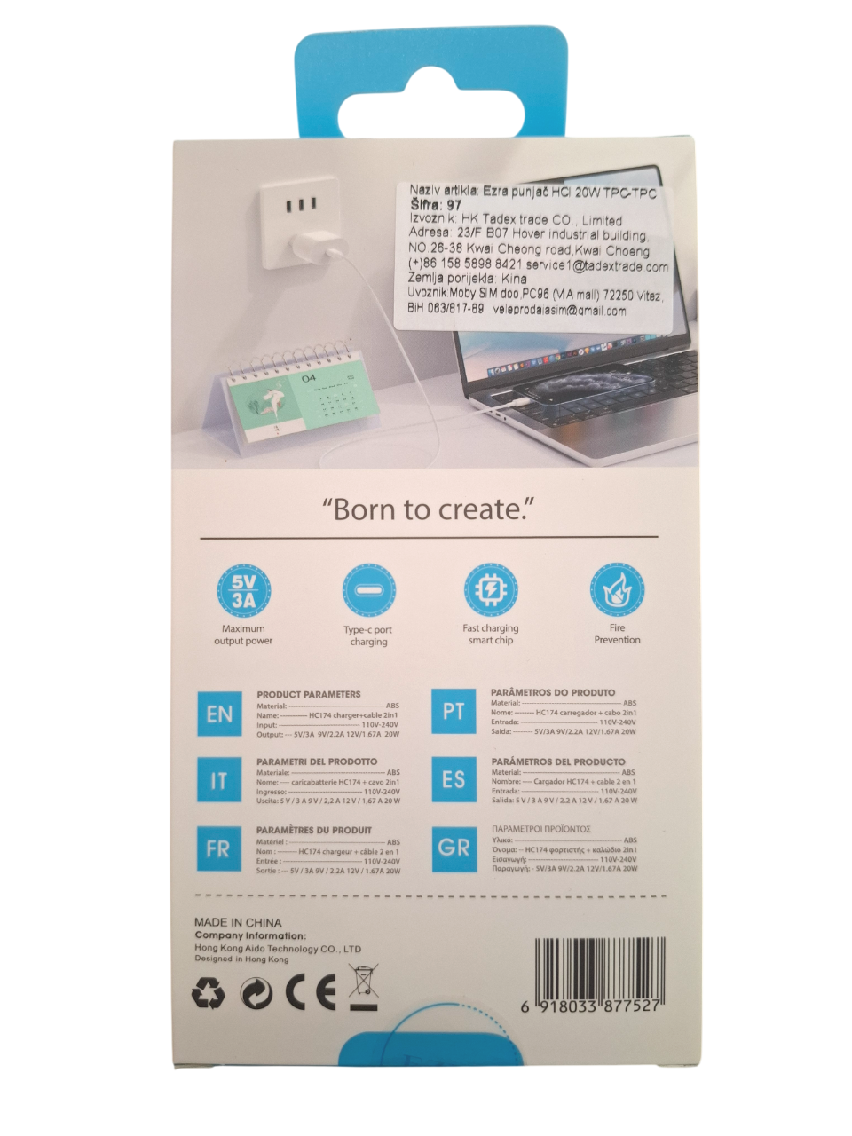 Set za punjenje H174 20W - Type-C na Type-C