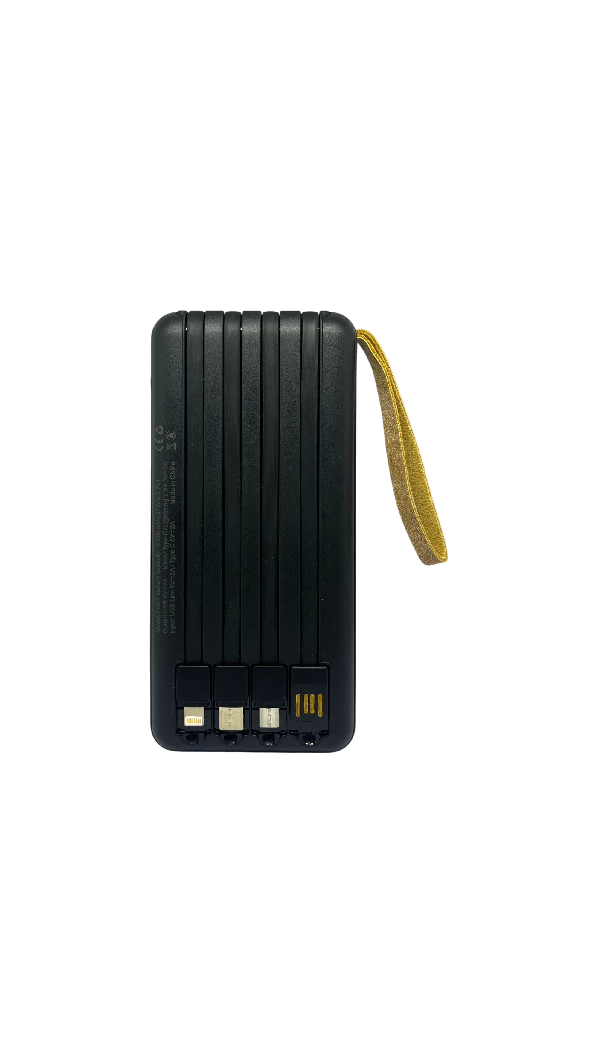 Prenosni punjač (Power Bank) sa kablovima PB61 10000 mAh crni