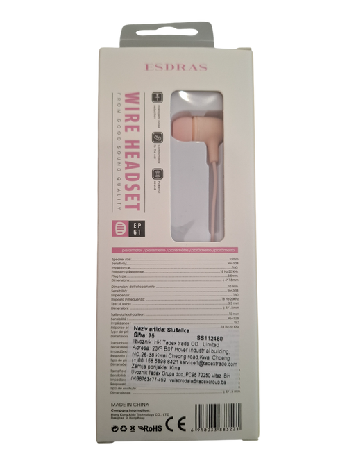 In-Ear slušalice EP61 - roze
