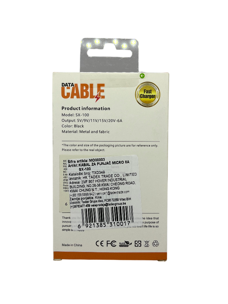 Kabal za brzo punjenje USB na Micro SX-100