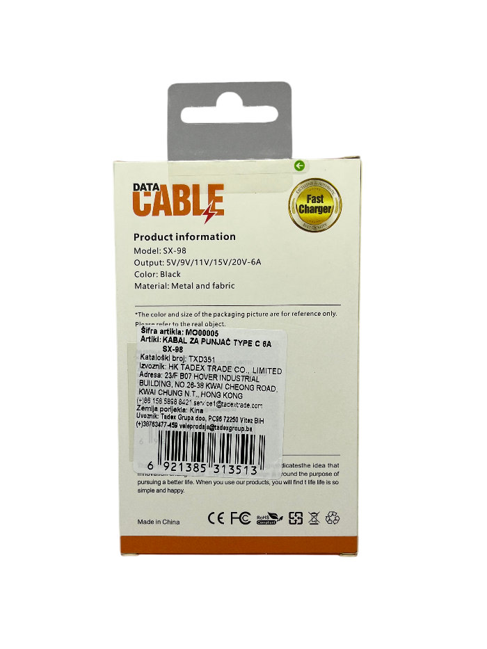 Kabal za brzo punjenje USB na Type-C SX-98