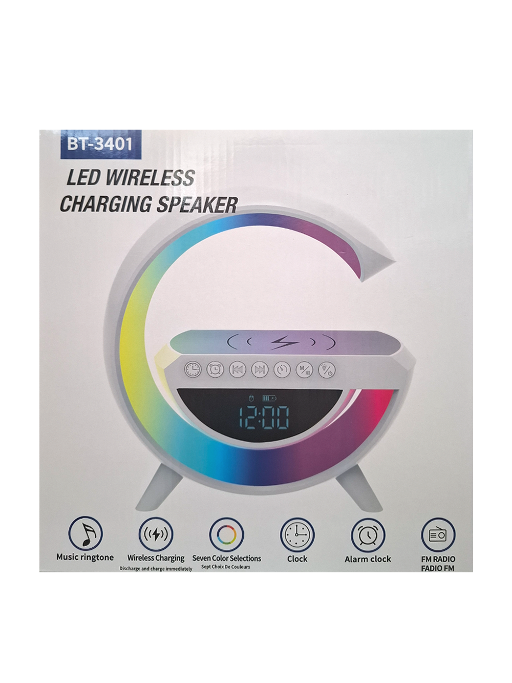 LED bežični punjač, zvučnik i sat - BT-3401