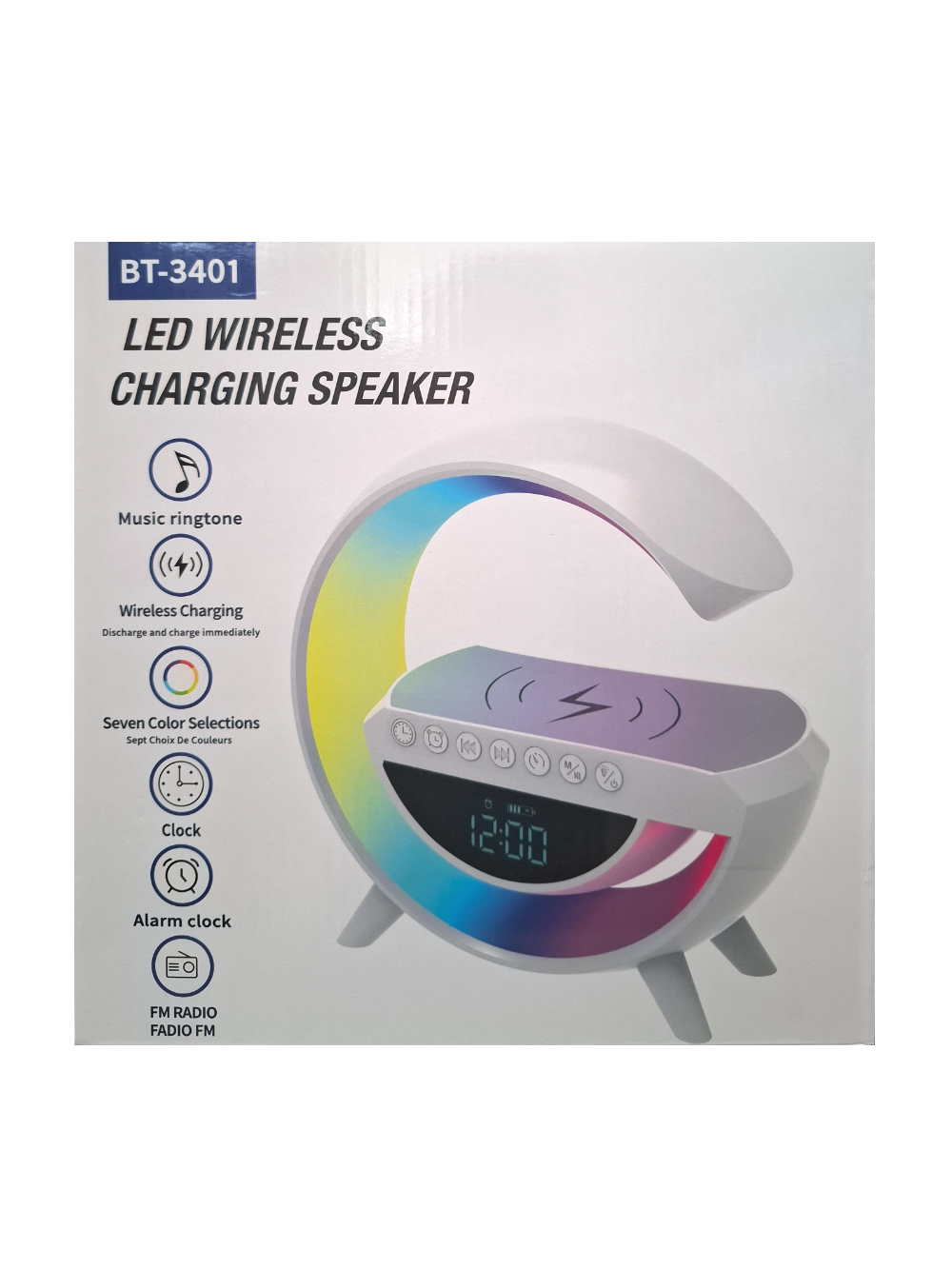 LED bežični punjač, zvučnik i sat - BT-3401