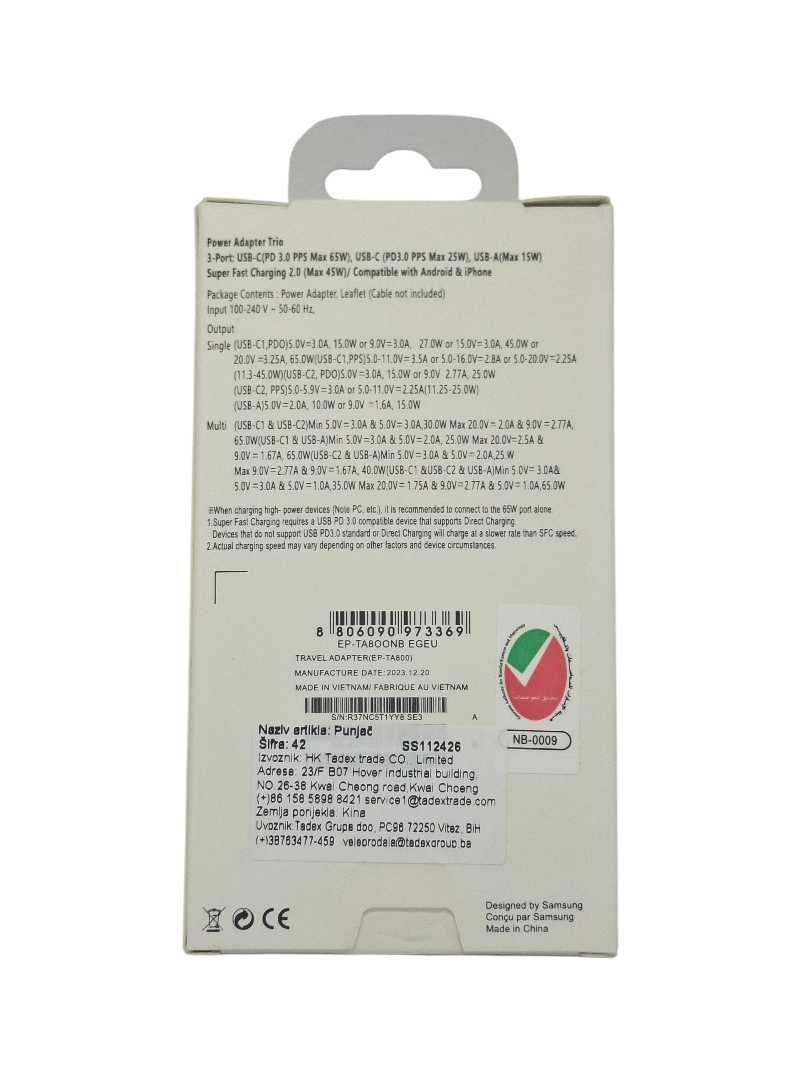 Trojni PD adapter za napajanje 65W