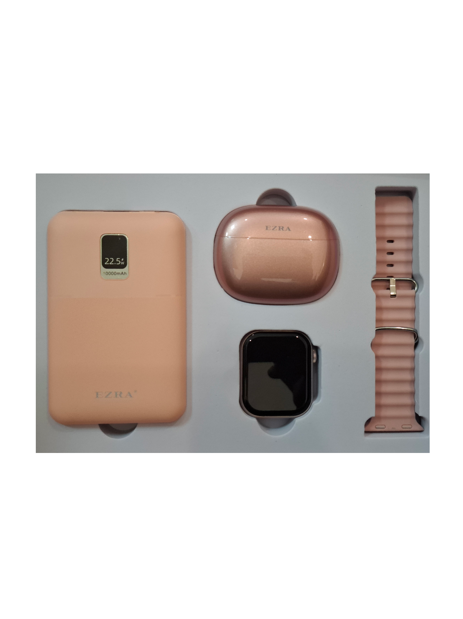 Ženski poklon set (pametni sat, bežične slušalice i prenosni punjač)